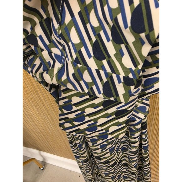 J.McLaughlin XS Womens Patterned Shirt Dress Knee Length Belted Preppy Stretchy - Picture 7 of 8